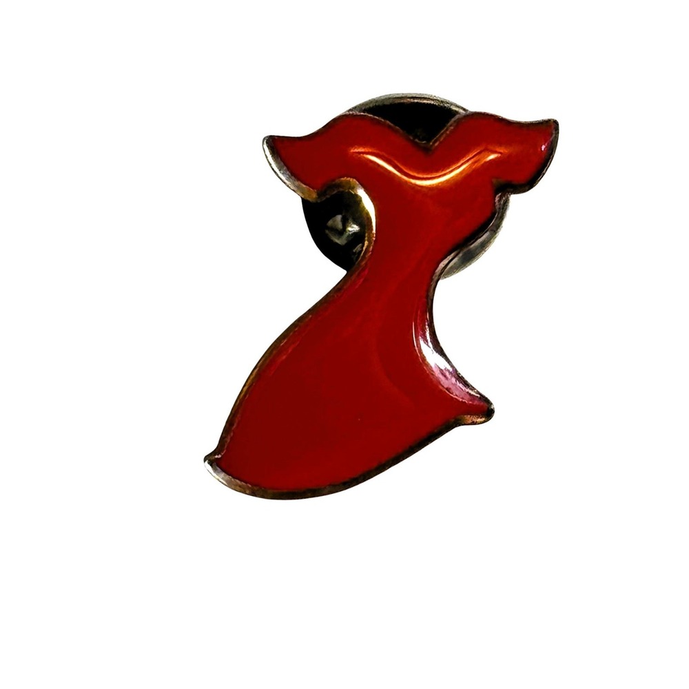 Enamel Pin Womens Red Dress Heart Health Silver‎ Tone Lapel Pinback Hat Vintage